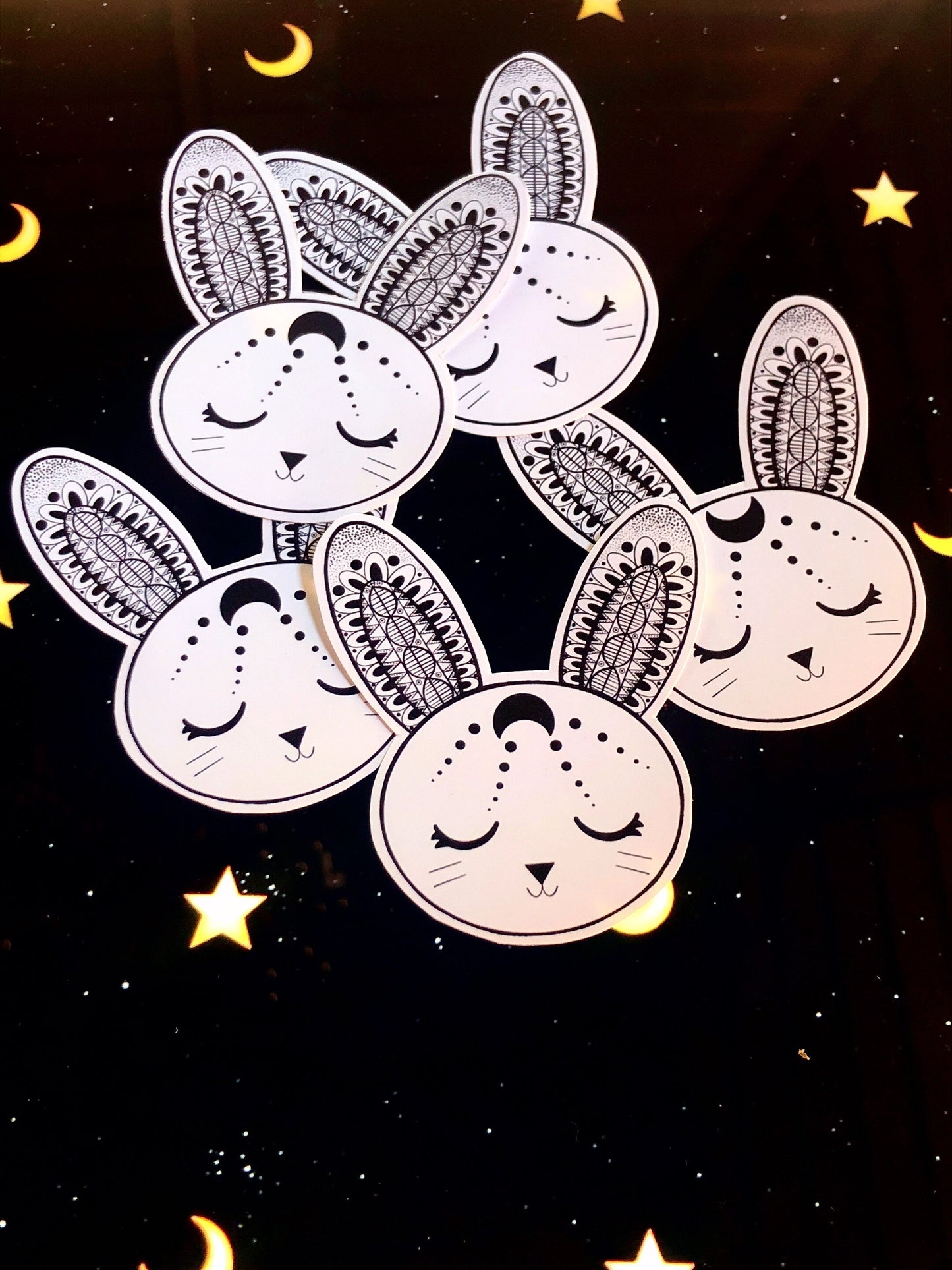 Patterned Moon Rabbit sticker