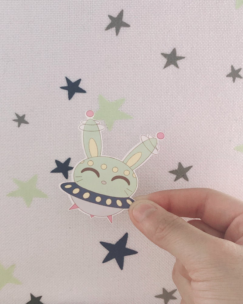 Alien Rabbit Spaceship Sticker