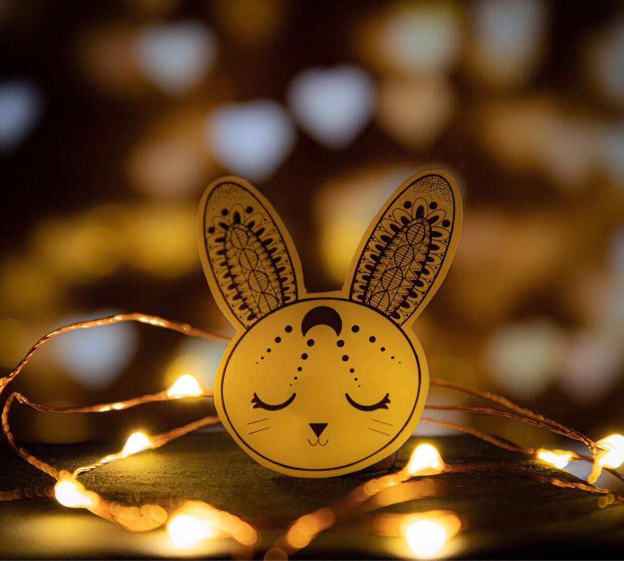 Patterned Moon Rabbit sticker