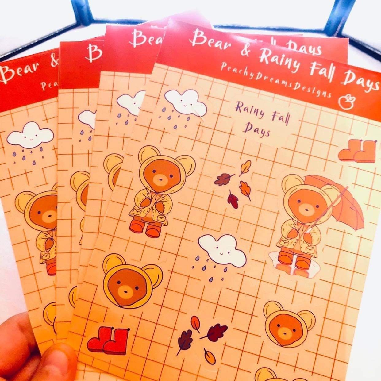 Bear & Rainy Fall Days sticker sheets