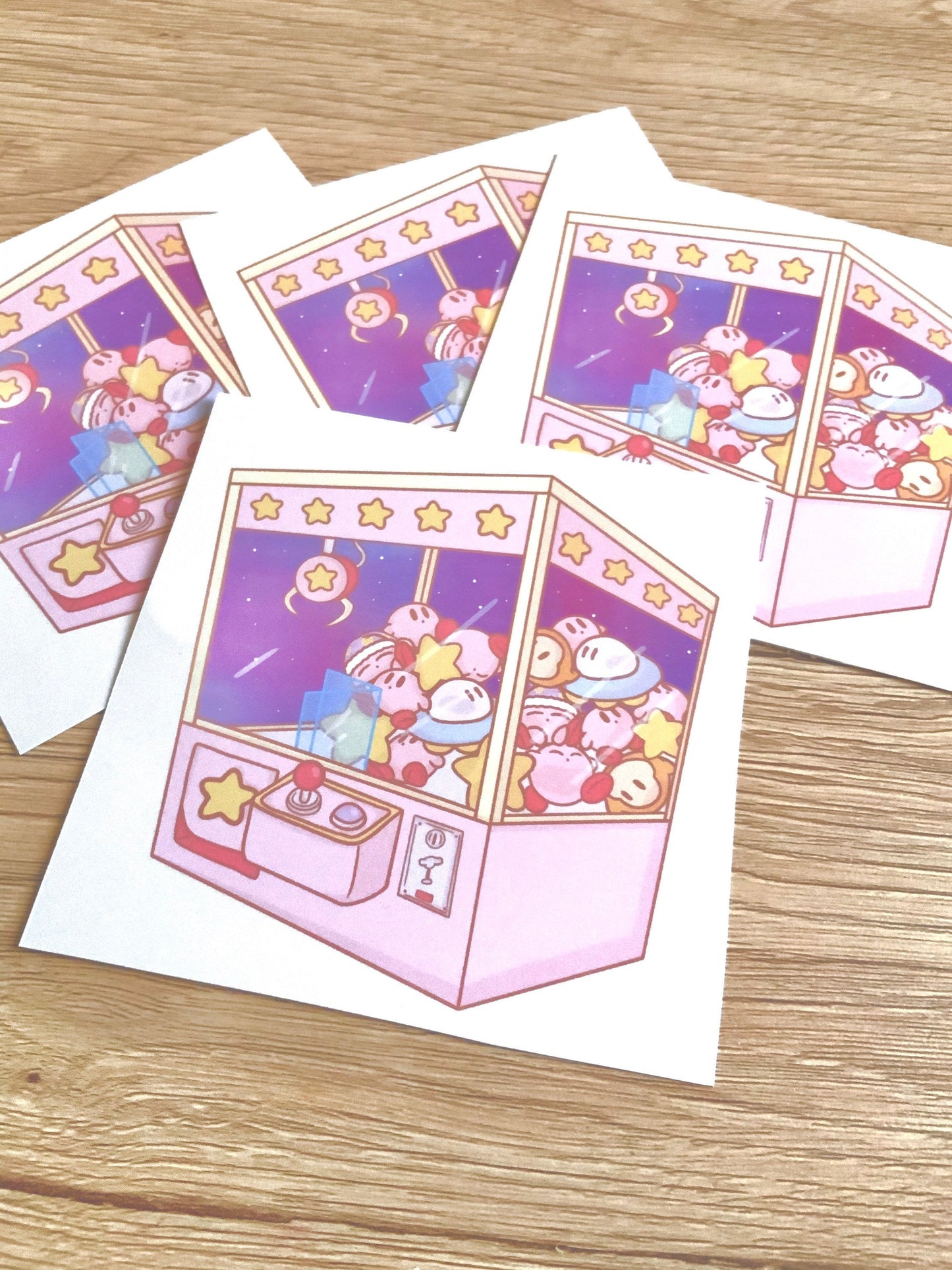 Kawaii Pink Blob Arcade Claw Machine Print