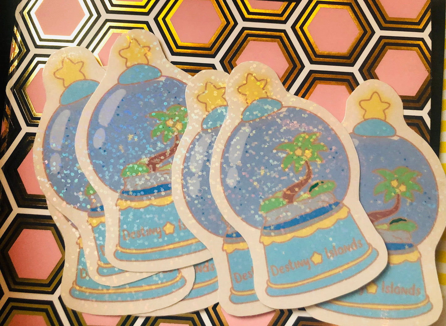 Glitter Destiny Island Snow Globe sticker