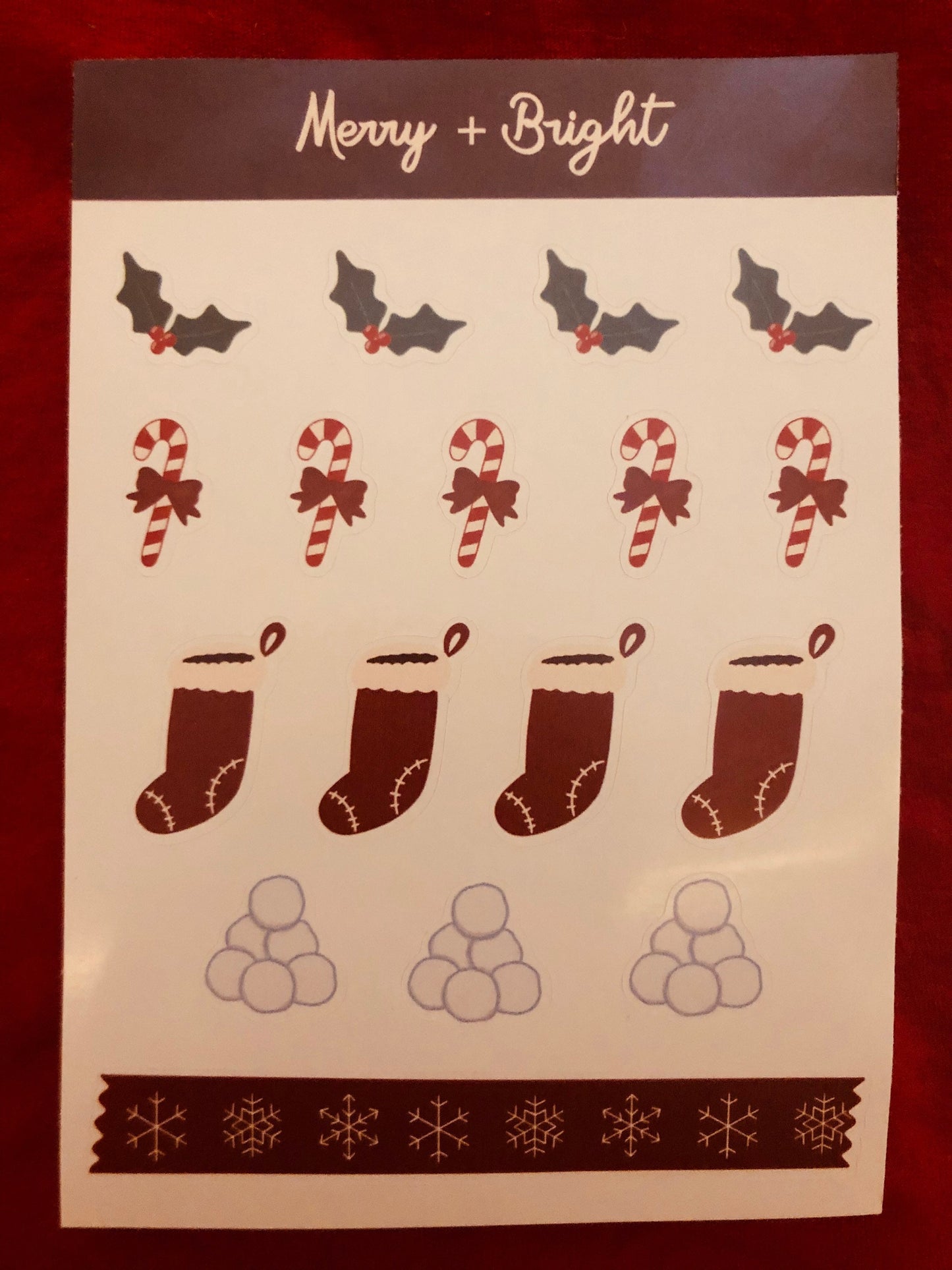 Merry + Bright Christmas Planner Sticker Sheet