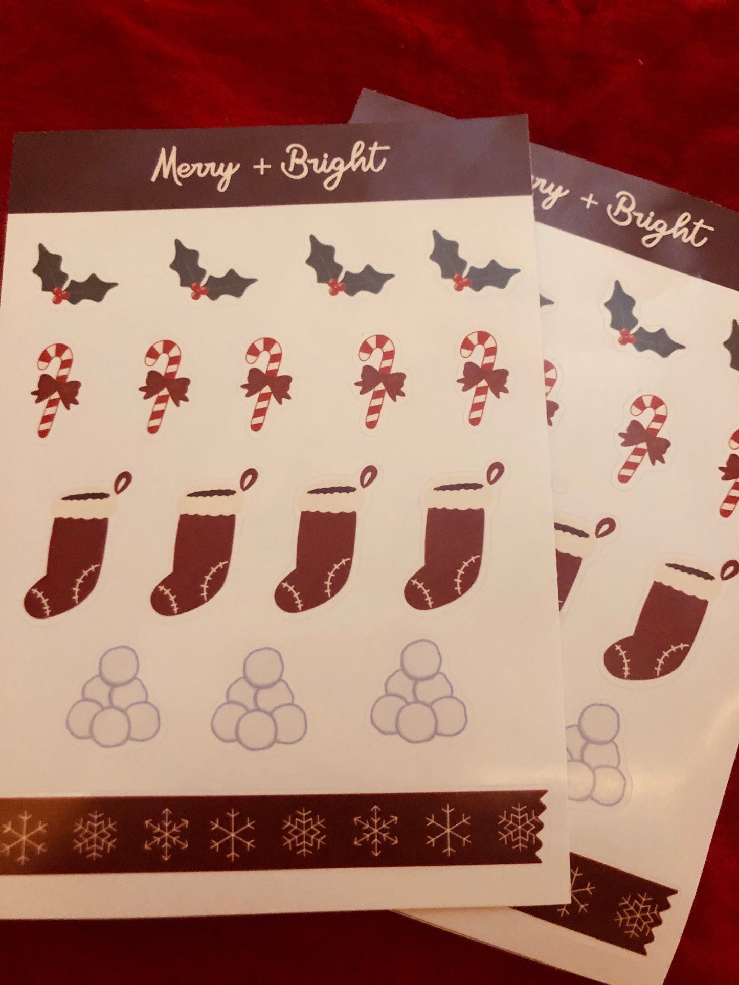 Merry + Bright Christmas Planner Sticker Sheet