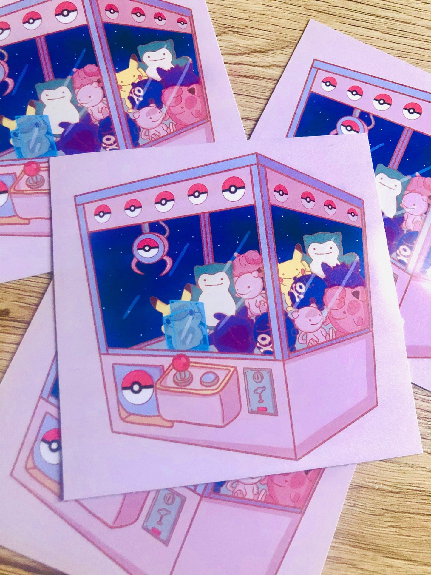Cute pink Ditto Pokémon crane game print