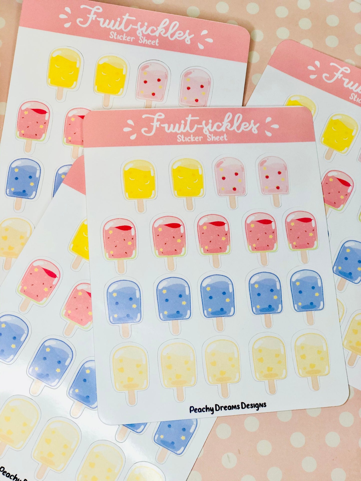 Kawaii Summer Time Fruit-sicles Sticker Sheet