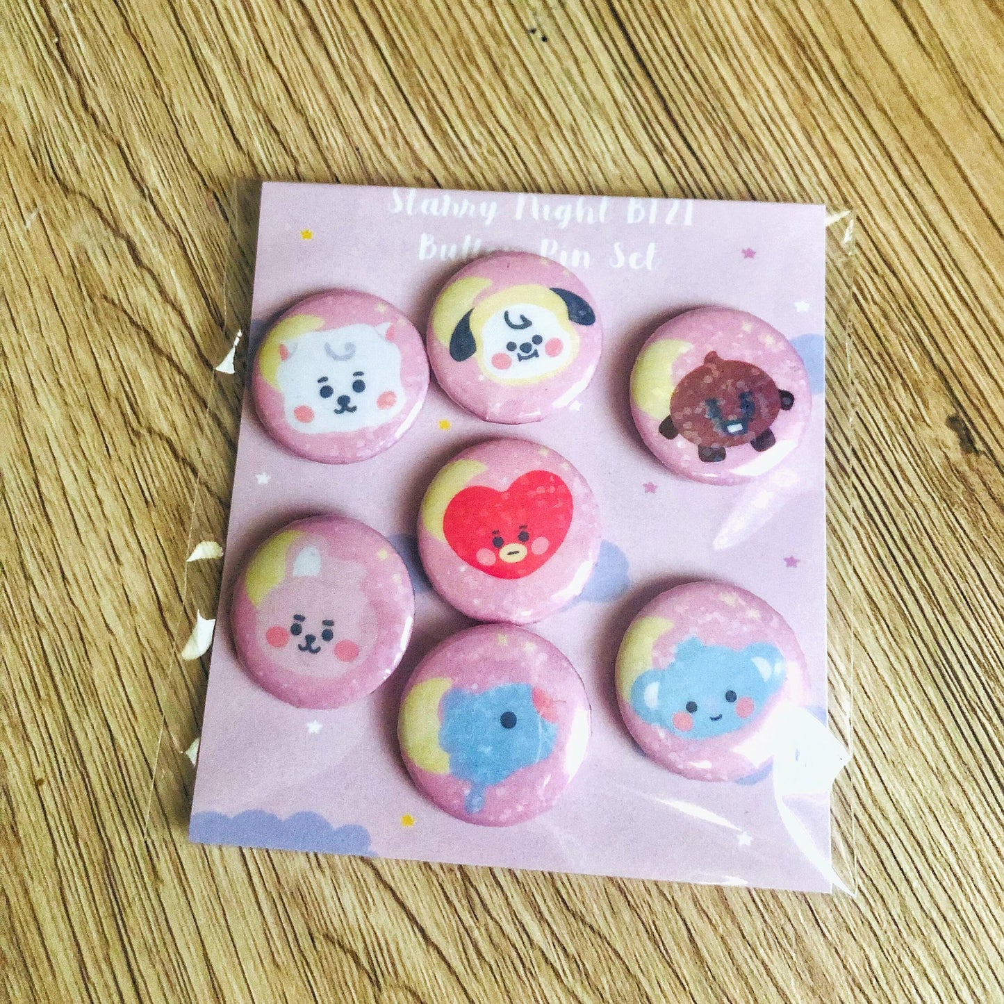 Glitter K Pop Boy Band Button Pin Set
