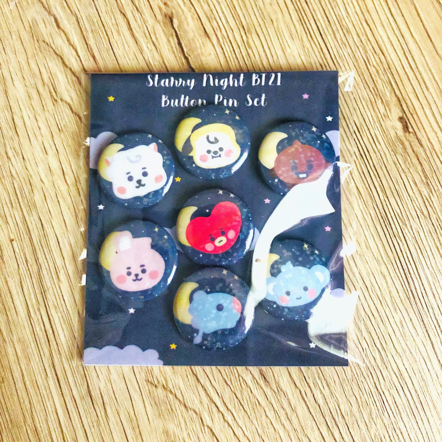 Glitter K Pop Boy Band Button Pin Set