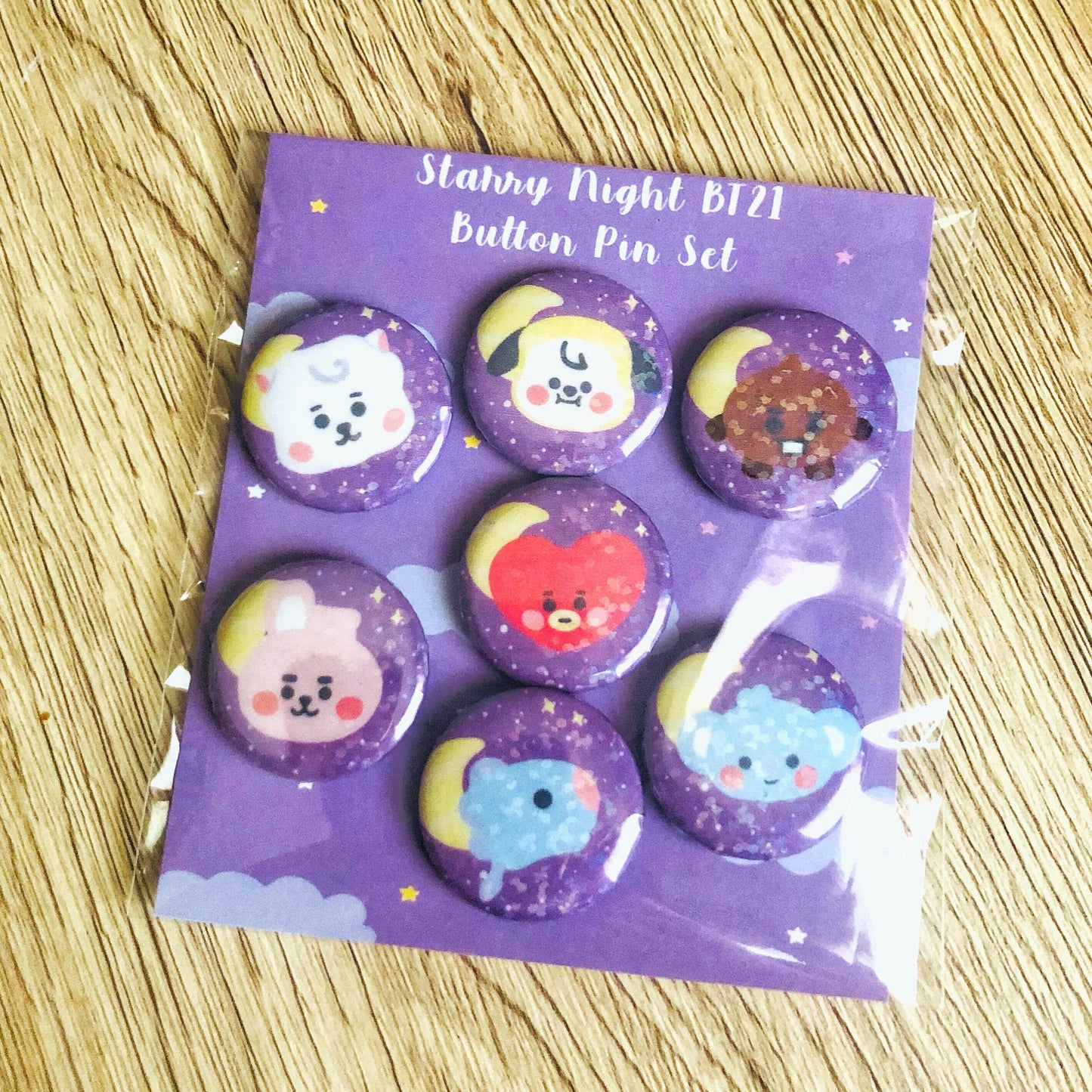 Glitter K Pop Boy Band Button Pin Set