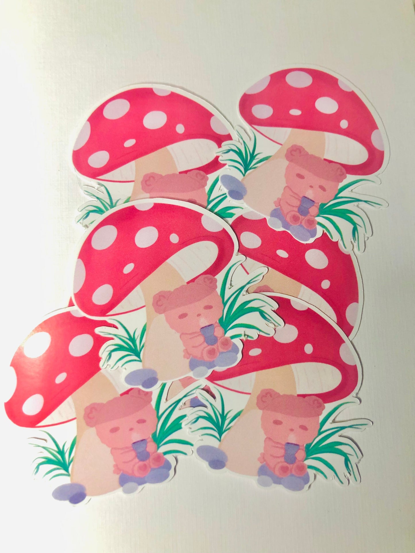 Mushroom Bear Sticker, Kawaii, Fall