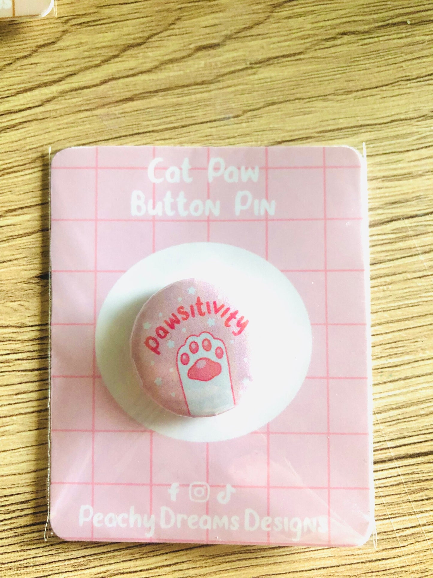 Pink Pawsitivity Button Pin