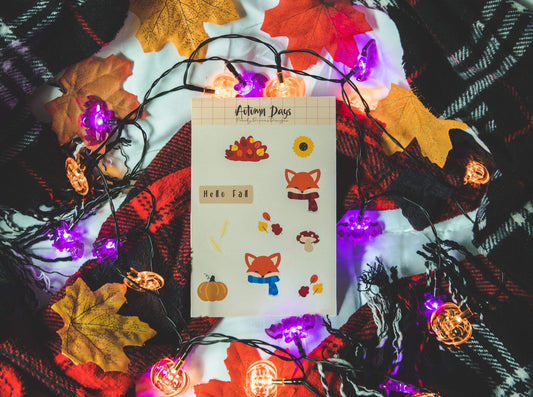 Autumn days fox sticker sheet