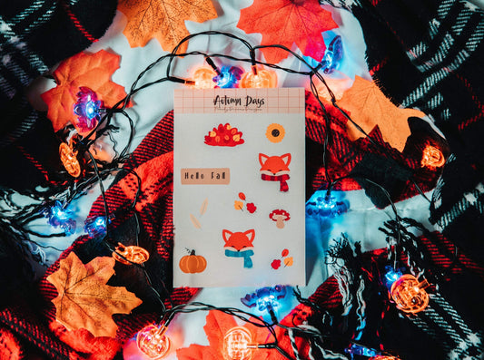 Autumn days fox sticker sheet