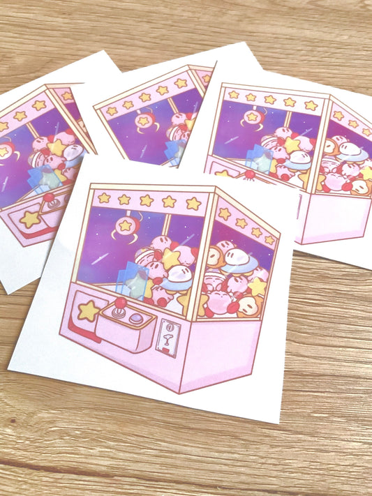 Kawaii Pink Blob Arcade Claw Machine Print