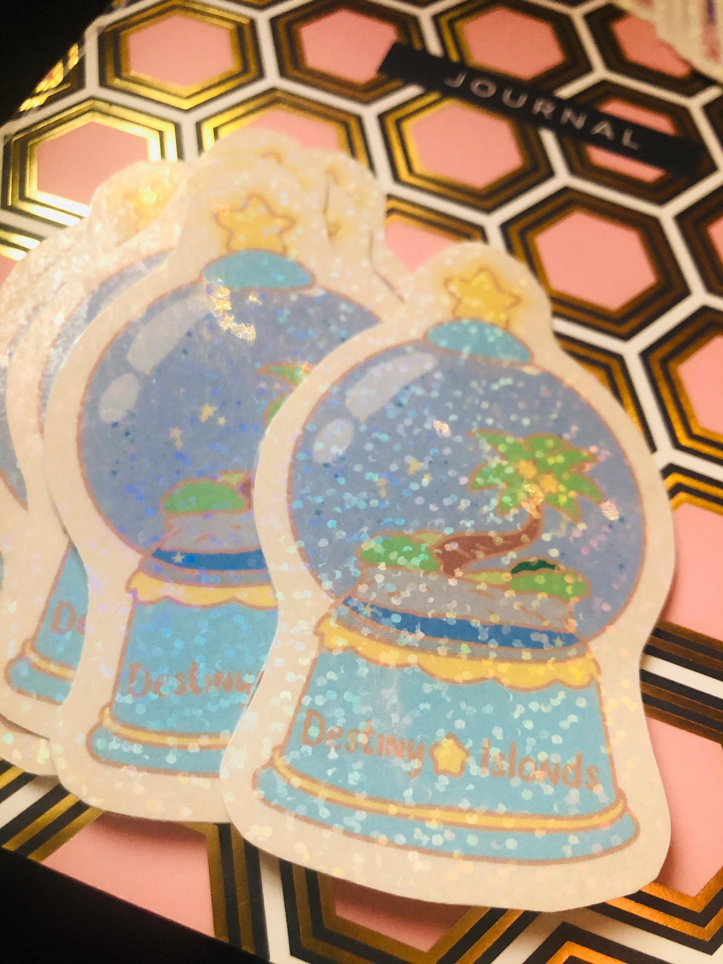 Glitter Destiny Island Snow Globe sticker