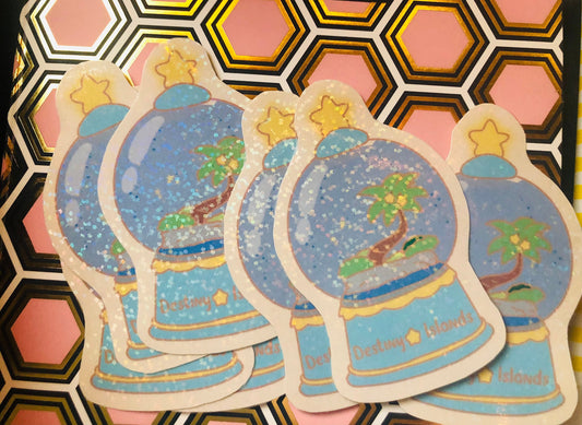 Glitter Destiny Island Snow Globe sticker