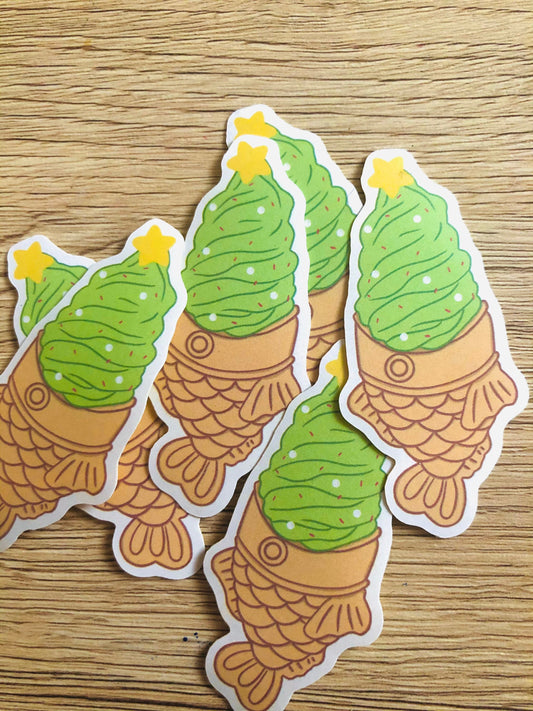Taiyaki Matcha Ice Cream Christmas Tree Sticker