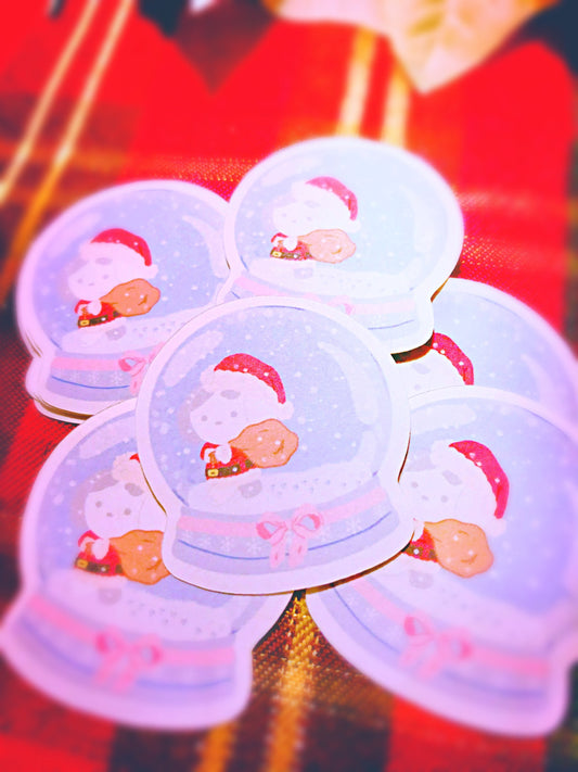 Raspberry Bunny Snow Globe Sticker