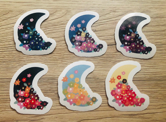 Crescent Moon Flower Stickers