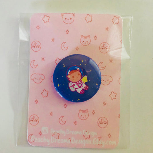 Cat astronaut button pin