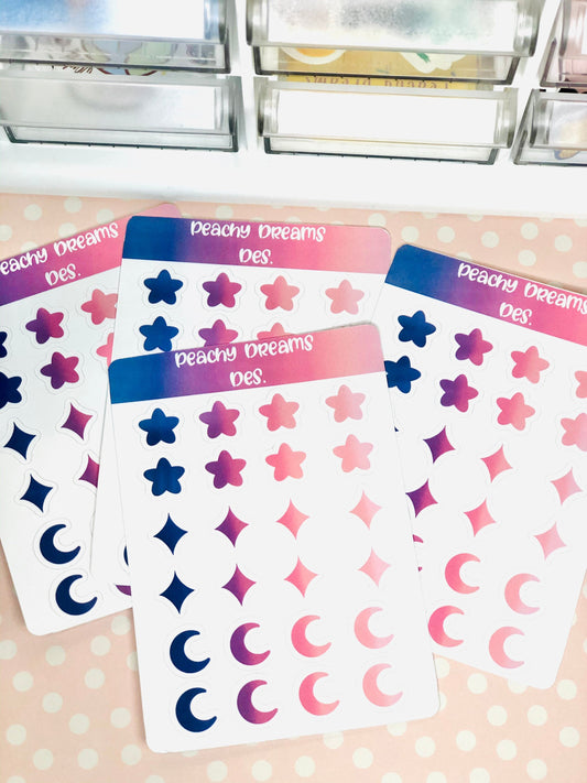 Ombré Galaxy Bullet Journal Sticker Sheet
