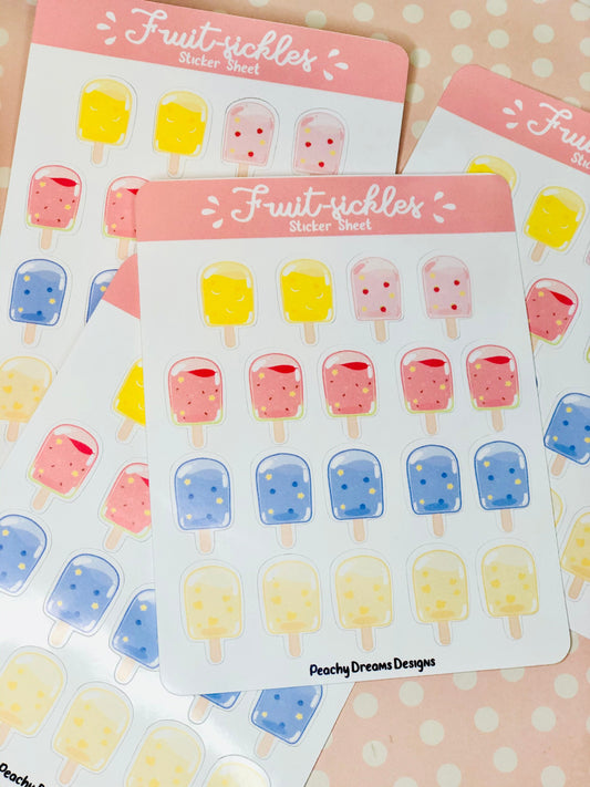 Kawaii Summer Time Fruit-sicles Sticker Sheet