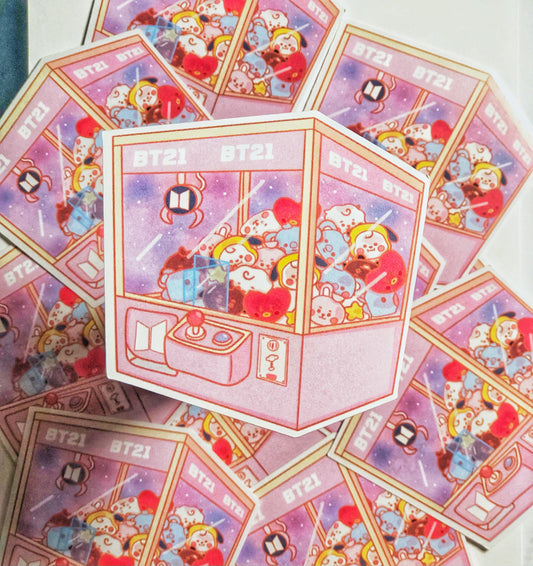 Cute K Pop Boy Band Crane Machine Sticker