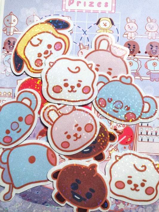 Glittery K-pop Group Boy Band Die-Cut Stickers