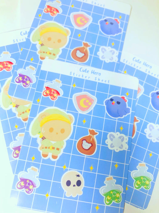 Cute Hero Sticker Sheet, Stickers, Kawaii