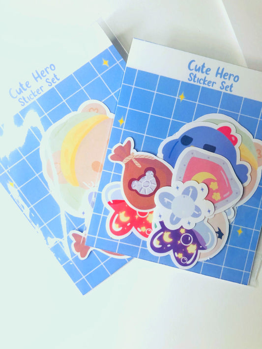 Cute Hero Sticker Set, Kawaii, Gamer
