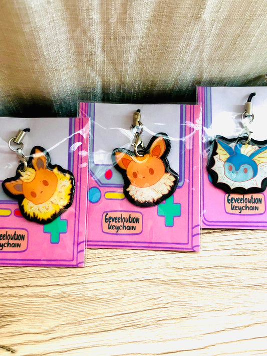 Glitter Eeveelution Keychains