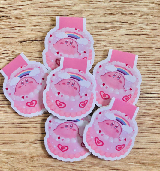 Cute Kirby Cake Magnetic Bookmark | Poyo