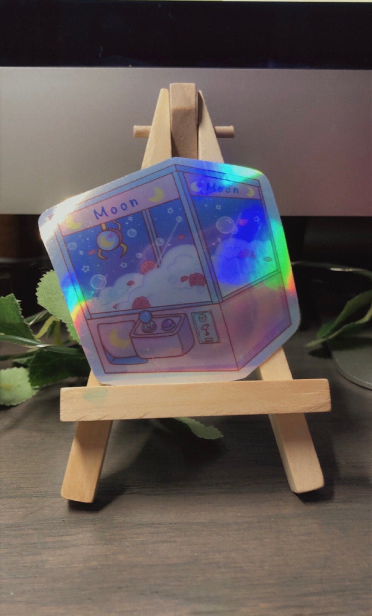 Moon Holographic Claw Machine Sticker